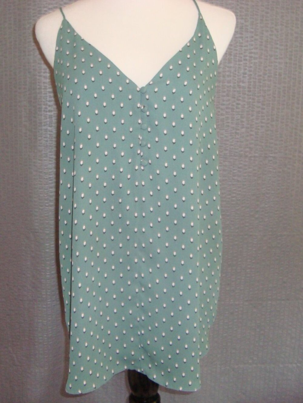 LOFT Green and Pink Rose Halter Sleeveless Top Lined Chiffon Feel sz M